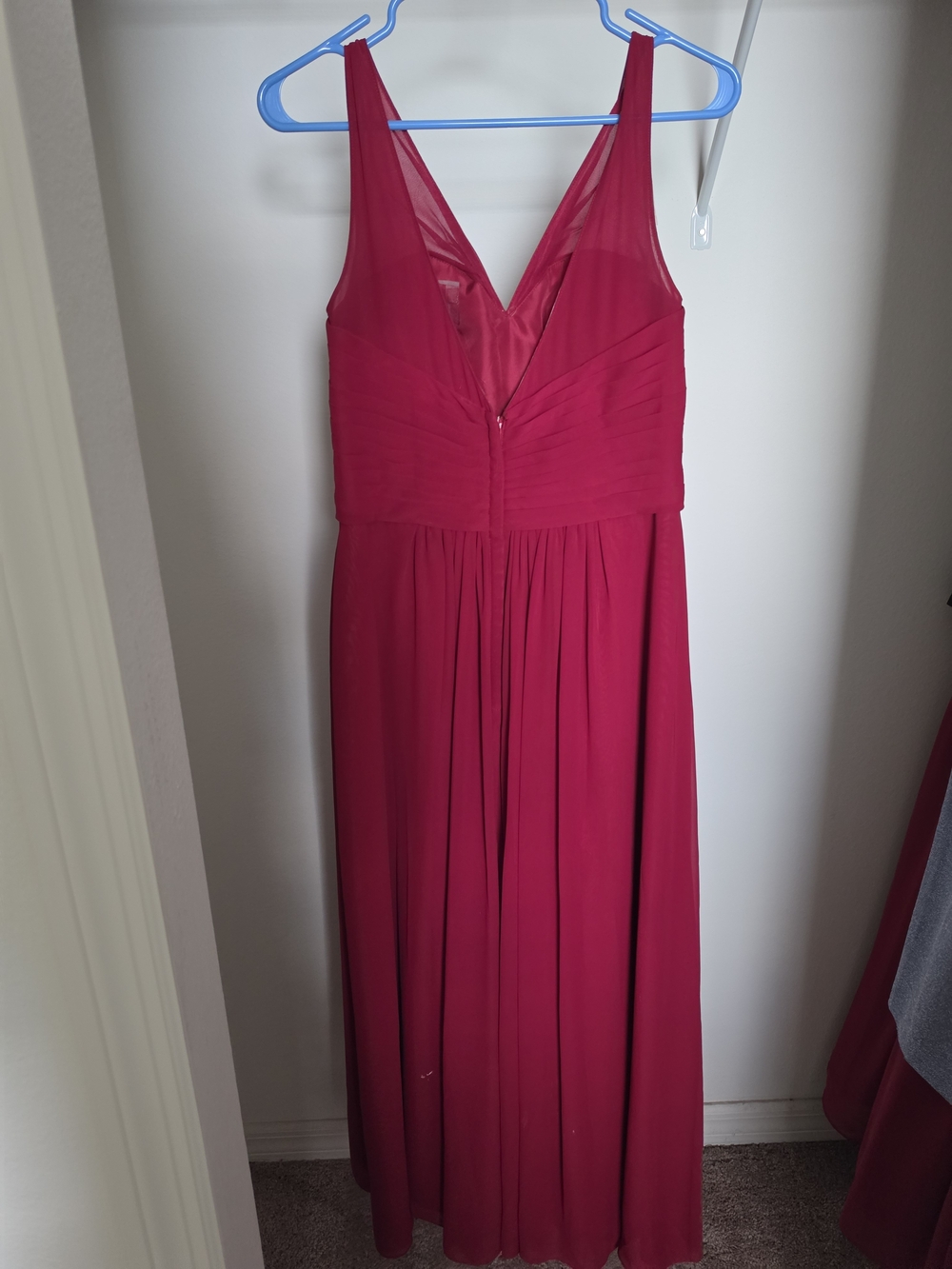 Azazie Fuchsia V-Neck Chiffon Maxi Dress
